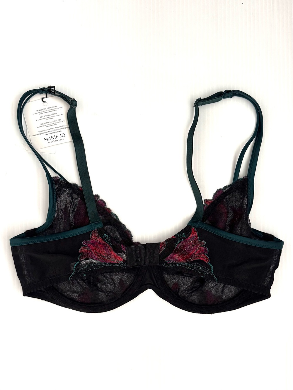Marie Jo Yoly Lingerie Set Bra 36D Panty M Jewel Green Floral Lace NWT - Picture 6 of 9